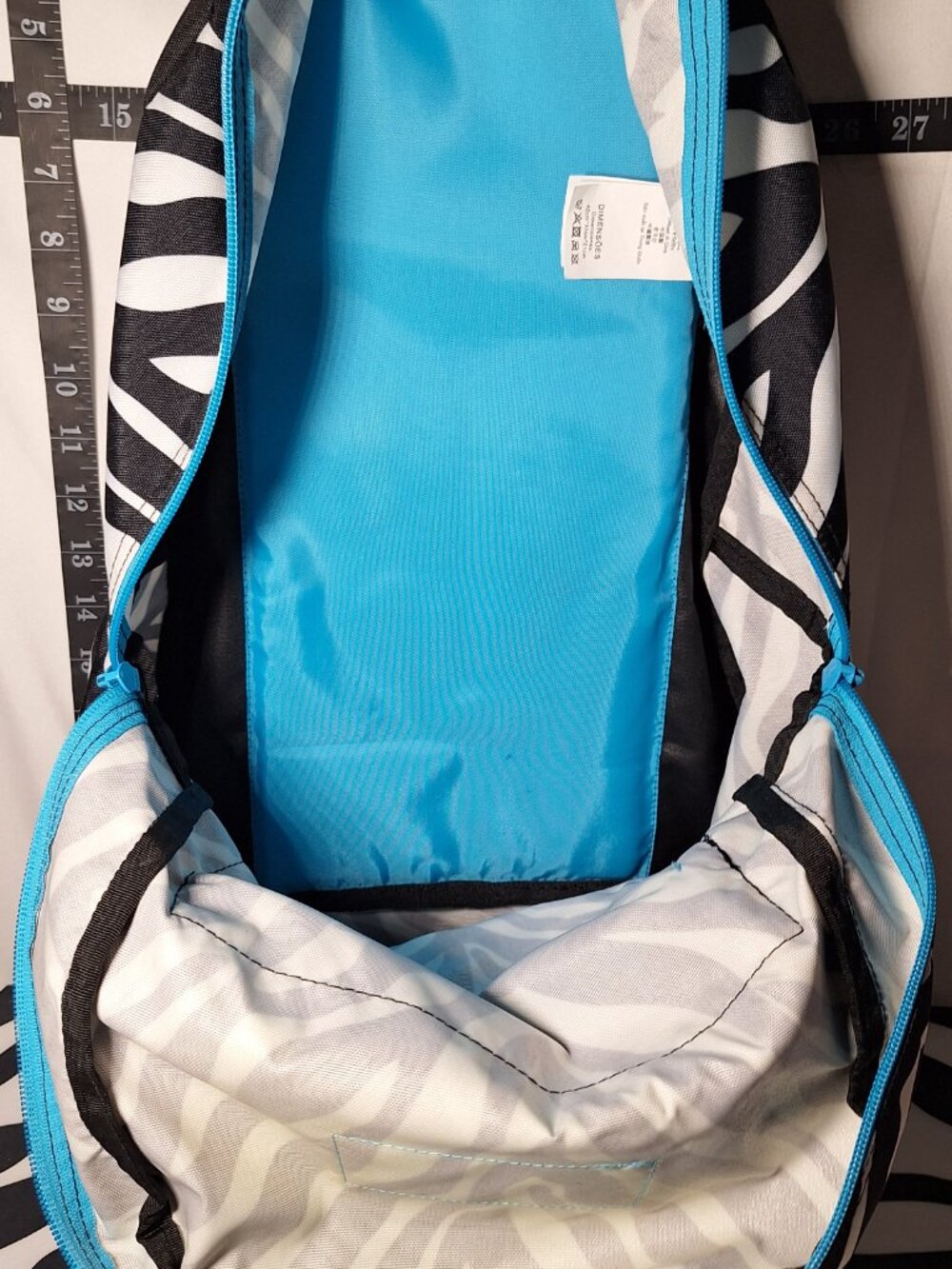 Jansport Backpack Zebra Black White w/Blue - Picture 7 of 10